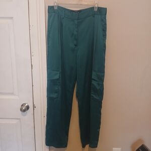 Dynamite Satin Teal Cargo Pants